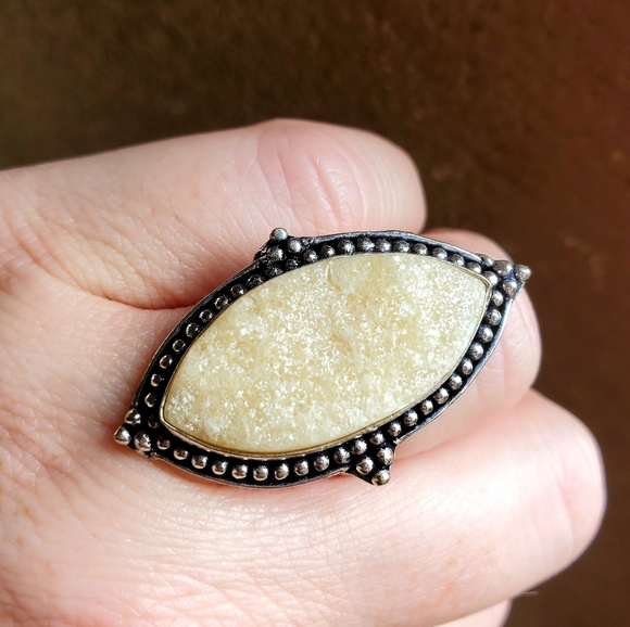 New Rough Yellow Aventurine 925 Silver Ring. - Picture 11 of 12